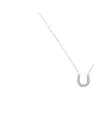 .925 Sterling Silver Diamond Accent Horseshoe U Shape 18" Pendant Necklace