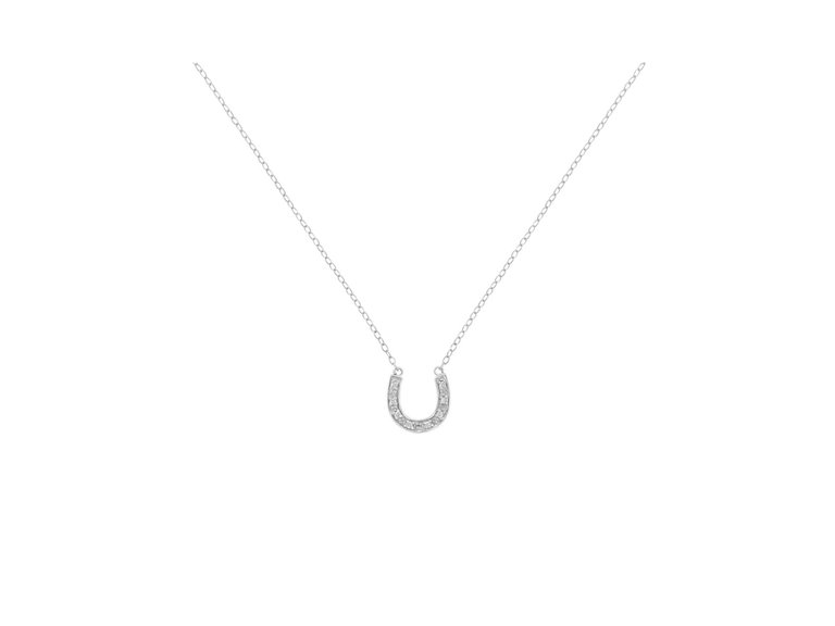 .925 Sterling Silver Diamond Accent Horseshoe U Shape 18" Pendant Necklace