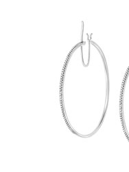 .925 Sterling Silver Diamond Accent Medium Sized Hoops Earrings