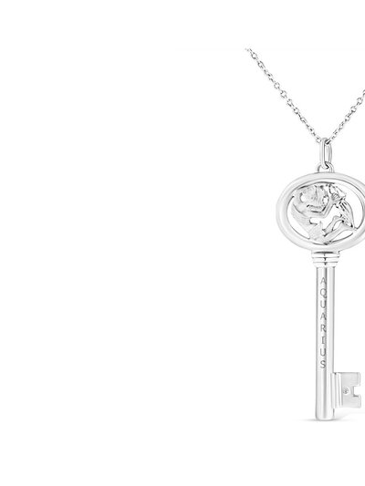 Haus of Brilliance .925 Sterling Silver Diamond Accent Zodiac Key 18" Pendant Necklace product