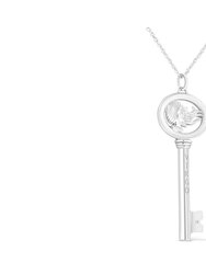 .925 Sterling Silver Diamond Accent Zodiac Key 18" Pendant Necklace