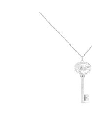 .925 Sterling Silver Diamond Accent Zodiac Key 18" Pendant Necklace