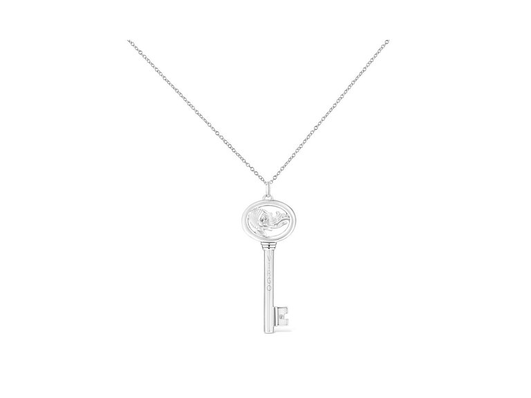 .925 Sterling Silver Diamond Accent Zodiac Key 18" Pendant Necklace