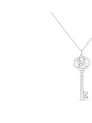 .925 Sterling Silver Diamond Accent Zodiac Key 18" Pendant Necklace