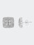 .925 Sterling Silver Diamond Accented Square Shaped Milgrain Stud Earrings - White