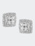 .925 Sterling Silver Diamond Accented Square Shaped Milgrain Stud Earrings