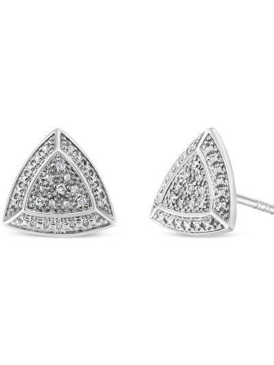 Haus of Brilliance .925 Sterling Silver Diamond Accented Trillion Shaped 4-Stone Halo-Style Stud Earrings product