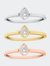 .925 Sterling Silver Diamond Heart Shaped Stackable Promise Ring Set - White/Yellow/Rose