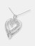 .925 Sterling Silver Double-Heart & Awareness Ribbon Linked Pendant Necklace