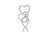 .925 Sterling Silver Double-Heart & Awareness Ribbon Linked Pendant Necklace - White