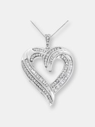 .925 Sterling Silver Double-Heart & Awareness Ribbon Linked Pendant Necklace