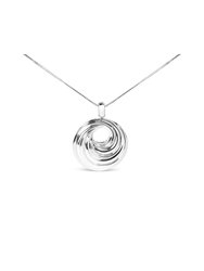 .925 Sterling Silver Endless Wave Swirl Statement Medallion 18" Pendant Necklace - Silver