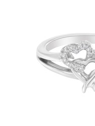 .925 Sterling Silver Heart Carved Promise Ring - White