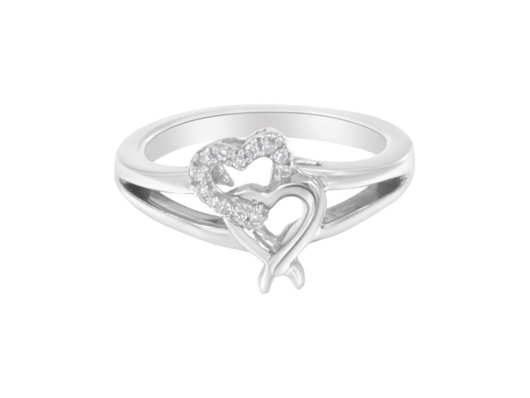 .925 Sterling Silver Heart Carved Promise Ring - White