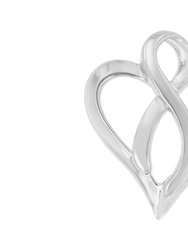 .925 Sterling Silver Heart Shaped Pendant Necklace - Silver