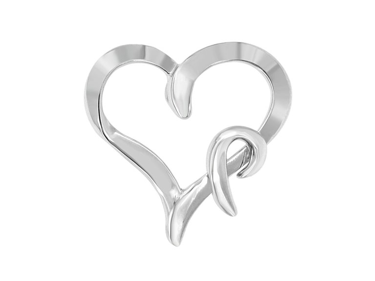.925 Sterling Silver Heart Shaped Pendant Necklace - White