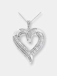 .925 Sterling Silver Heart Shaped Pendant Necklace