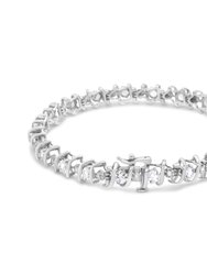 .925 Sterling Silver Lab-Grown White Sapphire and 1/6 Cttw Round Diamond Tennis Bracelet - H-I Color, I1-I2 Clarity - 7.25"