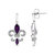 .925 Sterling Silver Marquise Cut Amethyst And Diamond Accent Fleur De Lis Dangle Stud Earrings (H-I Color, SI1-SI2 Clarity)