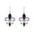 .925 Sterling Silver Marquise Cut Amethyst And Diamond Accent Fleur De Lis Dangle Stud Earrings (H-I Color, SI1-SI2 Clarity) - Silver