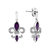 .925 Sterling Silver Marquise Cut Amethyst And Diamond Accent Fleur De Lis Dangle Stud Earrings (H-I Color, SI1-SI2 Clarity)