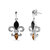 .925 Sterling Silver Marquise Cut Onyx And Citrine With Diamond Accent Fleur De Lis Drop Stud Earrings (H-I Color, SI1-SI2 Clarity)