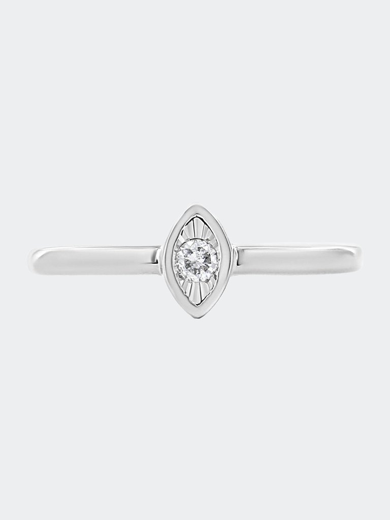 .925 Sterling Silver Miracle-Set Diamond Accent Cushion Shaped Promise Ring - Silver