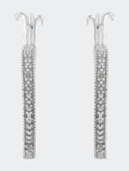 .925 Sterling Silver Miracle-Set Diamond Pave Style Hoop Earrings