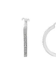 .925 Sterling Silver Miracle-Set Diamond Pave Style Hoop Earrings