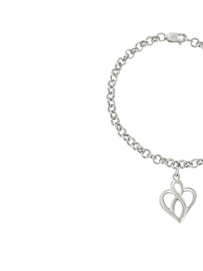 Haus of Brilliance .925 Sterling Silver Open Heart With Center Vertical Infinity Chain Charm Bracelet - Size 7" product
