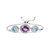 .925 Sterling Silver Oval Amethyst And Pear Blue Topaz With Diamond Accent Lariat 4"-10" Adjustable Bolo Bracelet (H-I Color, SI1-SI2 Clarity) - Sliver