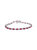 .925 Sterling Silver Oval Ruby and 1/4 Cttw Diamond Link Bracelet - Size 7.25" - Silver