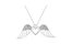 .925 Sterling Silver Pave-Set Diamond Accent Angel Wing 18" Double Heart Pendant Necklace - White