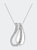 .925 Sterling Silver Pave-Set Diamond Accent Double Curve 18" Pendant Necklace - Silver