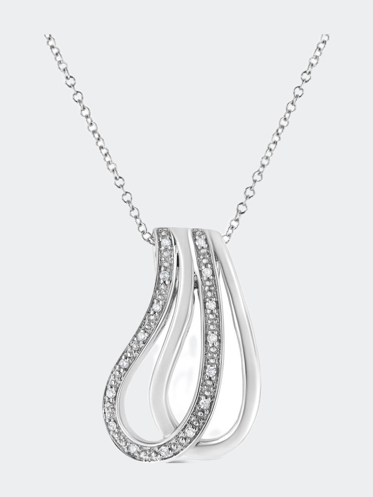 .925 Sterling Silver Pave-Set Diamond Accent Double Curve 18" Pendant Necklace - Silver