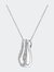 .925 Sterling Silver Pave-Set Diamond Accent Double Curve 18" Pendant Necklace