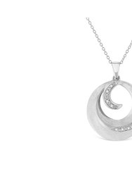 .925 Sterling Silver Pave-Set Diamond Accent Fashion Circle 18" Pendant Necklace - Silver