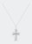 .925 Sterling Silver Prong-Set Diamond Accent Bold Cross 18" Pendant Necklace