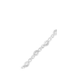 .925 Sterling Silver Prong Set Diamond Accent Curved Spiral Link Bracelet