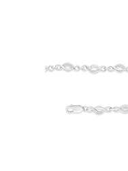 .925 Sterling Silver Prong Set Diamond Accent Curved Spiral Link Bracelet