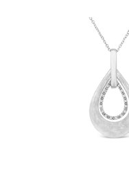 .925 Sterling Silver Prong-Set Diamond Accent Fashion Double Drop Design 18" Pendant Necklace - Sterling Silver