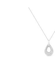 .925 Sterling Silver Prong-Set Diamond Accent Fashion Double Drop Design 18" Pendant Necklace