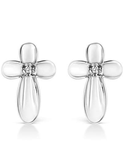 Haus of Brilliance .925 Sterling Silver Prong Set Diamond Accent Floral Cross Stud Earring product
