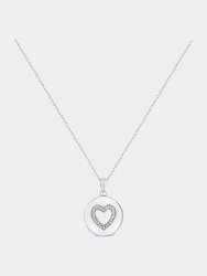 .925 Sterling Silver Prong-Set Diamond Accent Heart Emblemed 18" Pendant Necklace