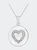 .925 Sterling Silver Prong-Set Diamond Accent Heart Emblemed 18" Pendant Necklace - Sterling Silver