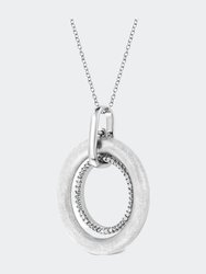 .925 Sterling Silver Prong-Set Diamond Accent Satin Finished Double Circle 18" Pendant Necklace
