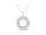 .925 Sterling Silver Prong-Set Diamond Accent Satin Finished Double Circle 18" Pendant Necklace - White