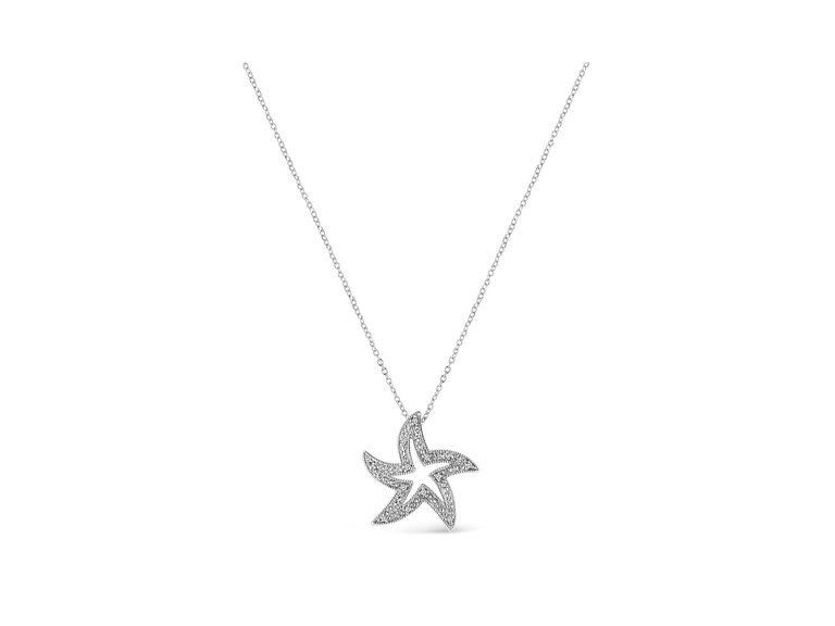 .925 Sterling Silver Prong-Set Diamond Accent Starfish 18" Pendant Necklace