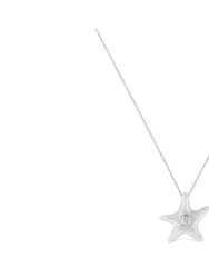 .925 Sterling Silver Prong-Set Diamond Accent Starfish Pendant Necklace