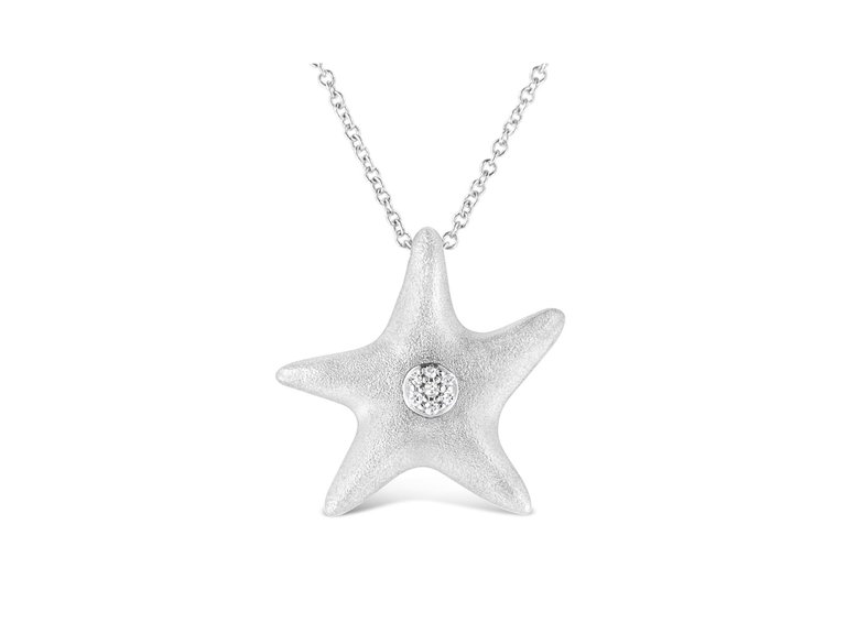 .925 Sterling Silver Prong-Set Diamond Accent Starfish Pendant Necklace - Sterling Silver